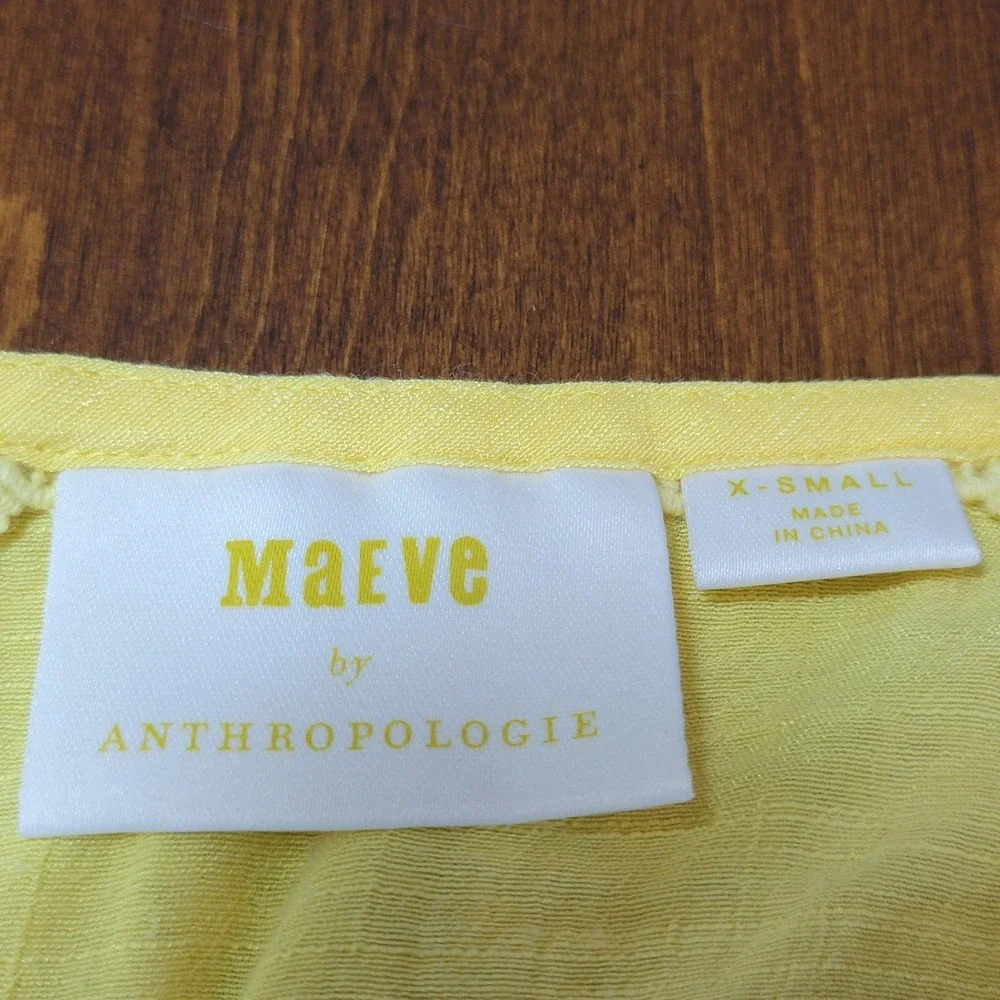 Anthropologie Maeve Verona Womens Top Size XS Yellow Peasant Cottagecore Blouse